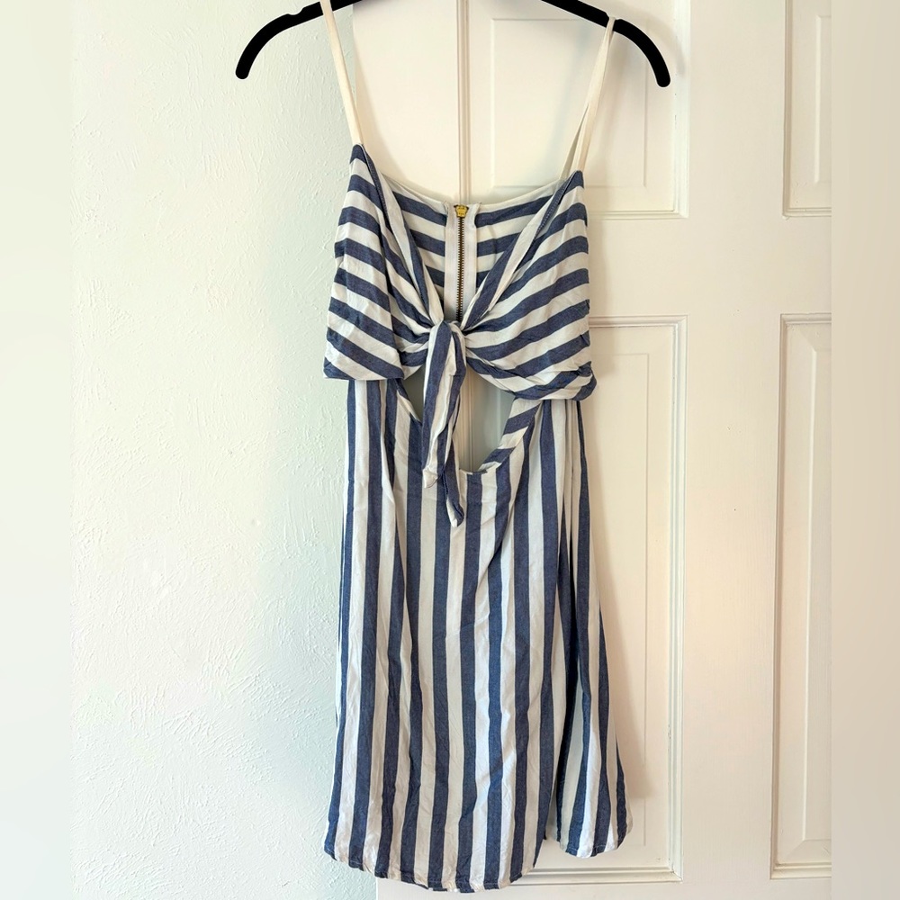 Beach Riot Striped Tie-Front Spaghetti Stripe Dress with Cut Outs